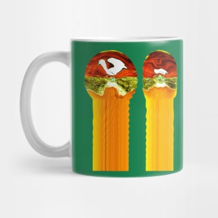 Golden Birds greek column psychedelic abstract oil painting photography Mug